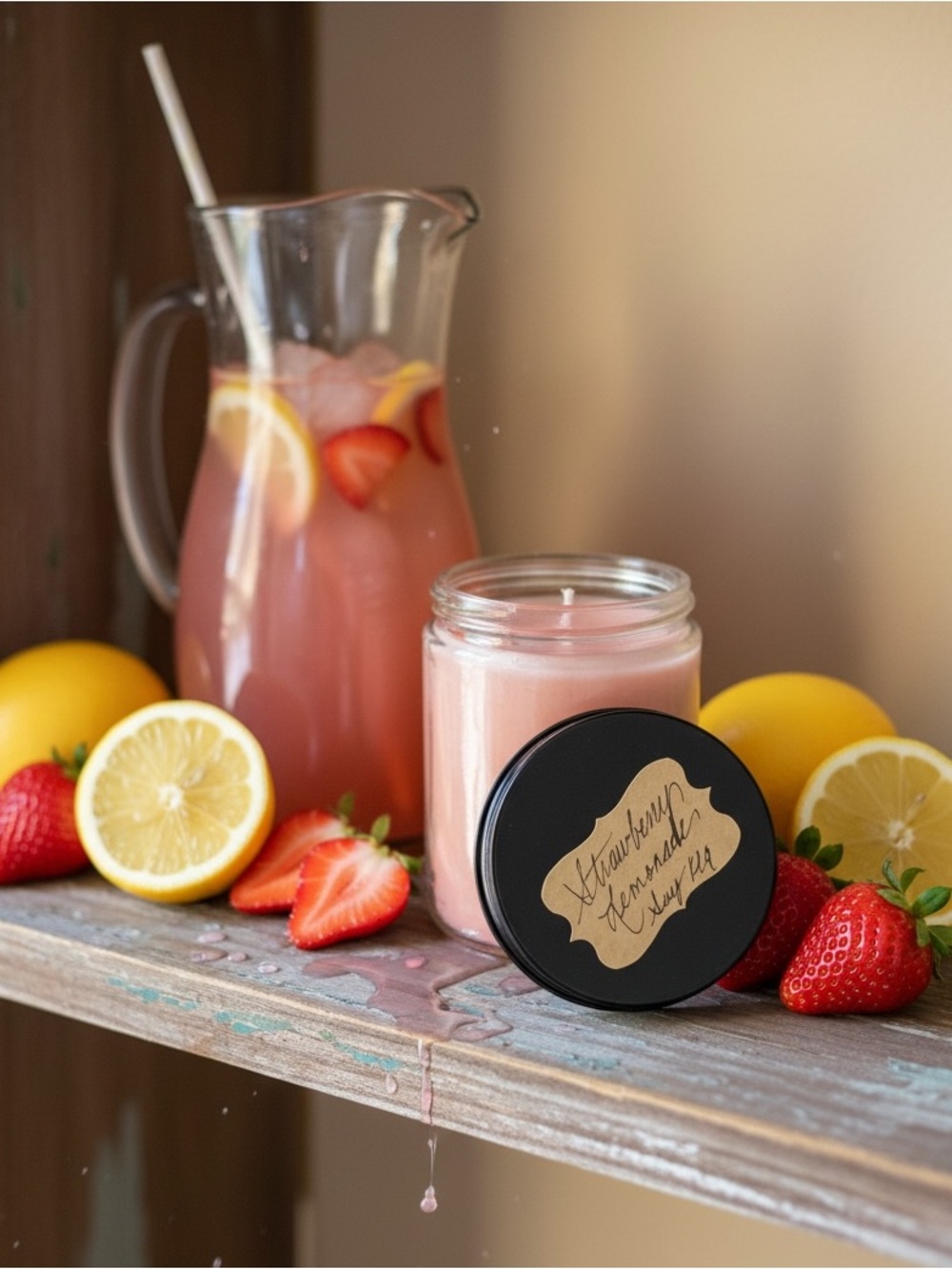 Hand-Poured Strawberry Lemonade 8 oz Soy Candle - Pink
NWT